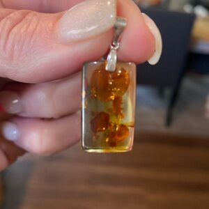 Amazing amber pendant with solid 925 SS bale